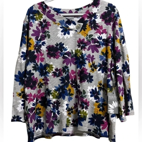 Habitat Sweaters - NEW -HABITAT sweater,women XL.floral,loose fit,buttons,grey,artowear,multicolor